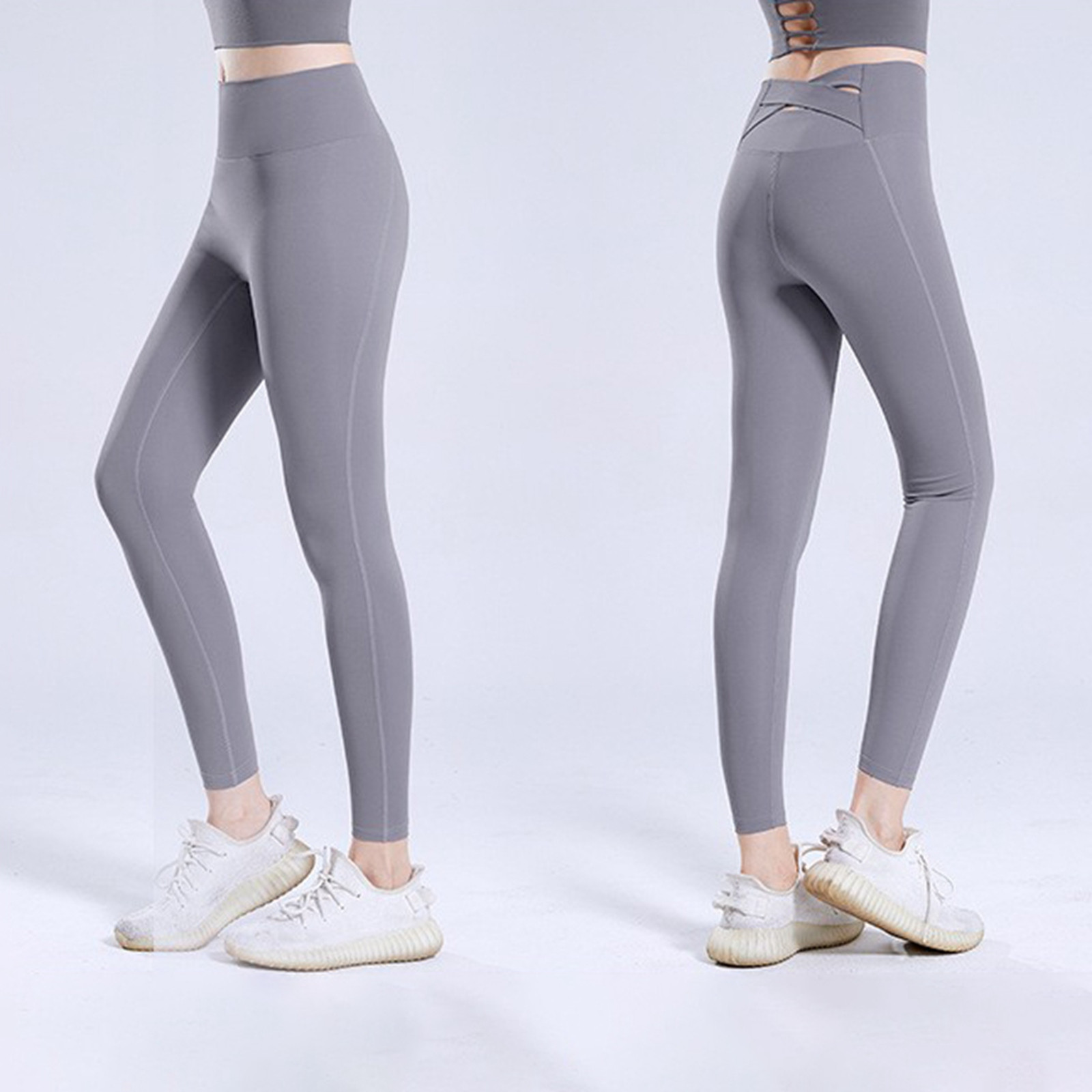 thumbnail image 4 of Mallas de compresión para running, yoga y fitness de color liso para mujer, que realzan los glúteos., 4 of 5